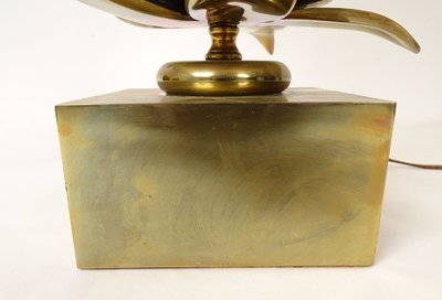 Lampe Maison Charles Bronze Doré Fleur Exotique Shade Design XXè Siècle