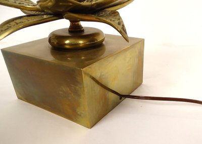 Lampe Maison Charles Bronze Doré Fleur Exotique Shade Design XXè Siècle