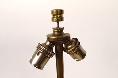 Lampe Maison Charles Bronze Doré Fleur Exotique Shade Design XXè Siècle