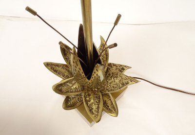 Lampe Maison Charles Bronze Doré Fleur Exotique Shade Design XXè Siècle
