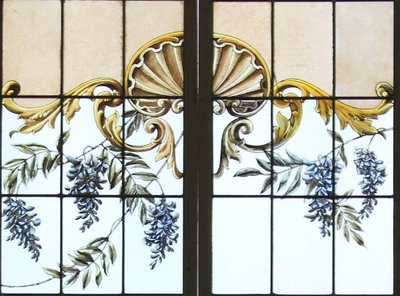 Vetrate - Vetrate - Fiori, uccelli, farfalle in riva all'acqua