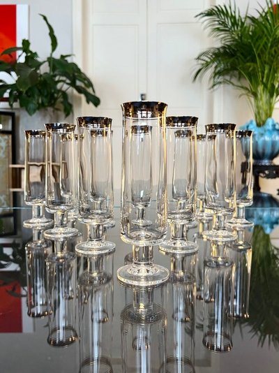 Crystal Champagne Flutes - Vintage 1970s Glassware Set