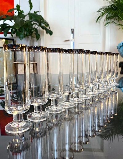 Crystal Champagne Flutes - Vintage 1970s Glassware Set