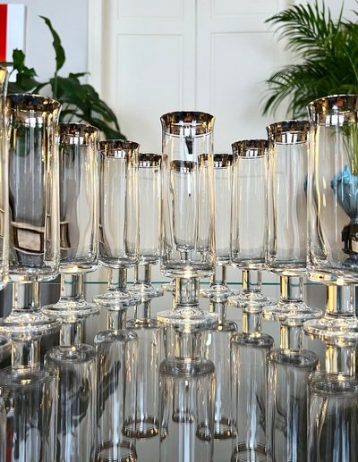 Crystal Champagne Flutes - Vintage 1970s Glassware Set