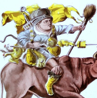 Stained Glass - Stained Glass Windows - Mardi Gras on an Ox or Canteen - Vivandière