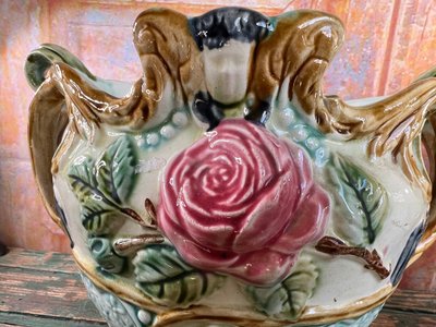 Pair of Barbotine Planters - Faïencerie d'Onnaing - Late 19th century