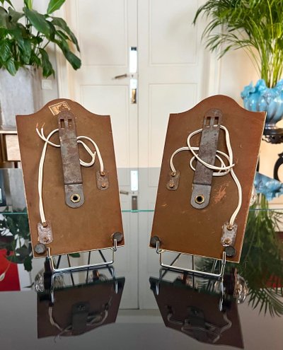 Art Deco Wall Sconces - Mirror Plates Copper Support Tulips Granite Glass