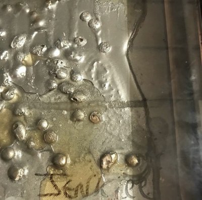 Rare Jenkell dite "Jenk" Unique coffee table signed metal glass canvas enchased