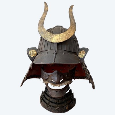 KABUTO war helmet set with mempo and maedate Japan - Edo period (1603-1868)