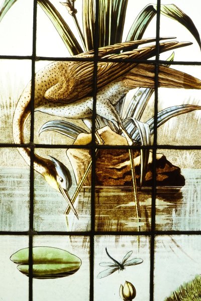 Vitrail - Vitraux - Hérons, Mésanges et Libellules