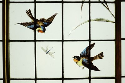 Vitrail - Vitraux - Hérons, Mésanges et Libellules