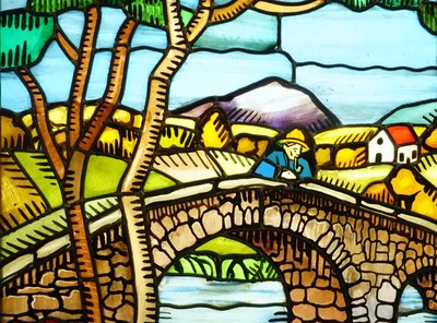 Stained Glass - Stained Glass Windows - Bucolic Fishing