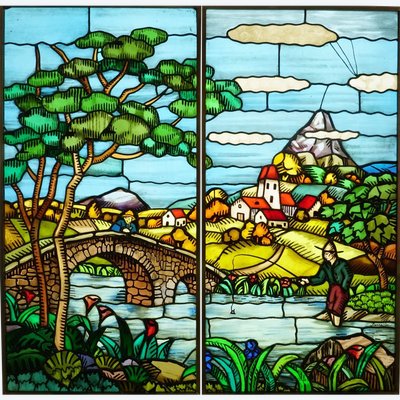 Stained Glass - Stained Glass Windows - Bucolic Fishing