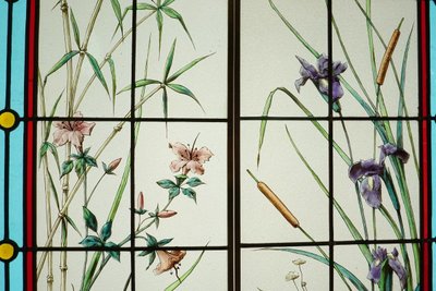 Stained glass - Stained glass windows - Vegetation with herons