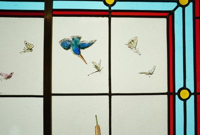 Stained glass - Stained glass windows - Vegetation with herons