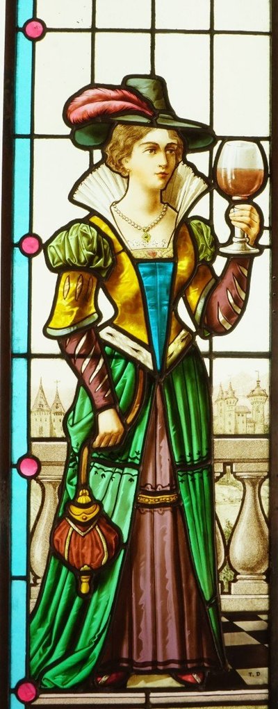 Stained glass - Stained glass windows - Couple in the spirit of the 17th century