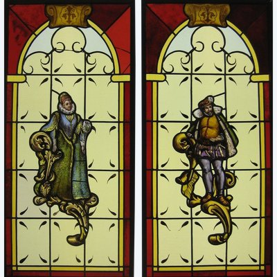 Stained glass - Stained glass windows - Renaissance style characters