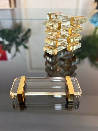 Poggiacoltelli Art Déco Modernista - Anelli in cristallo e ottone