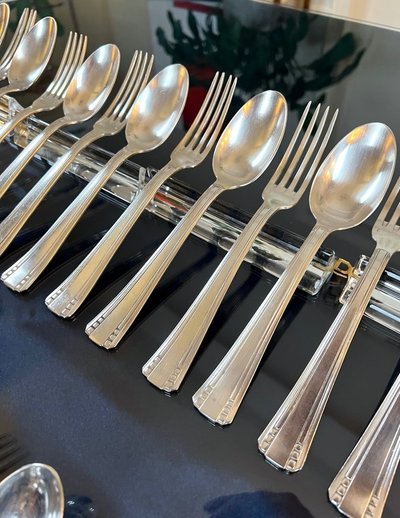 Art Deco White Metal Flatware - Goldsmith Roux Marquiand