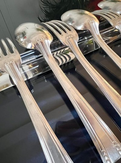 Art Deco White Metal Flatware - Goldsmith Roux Marquiand