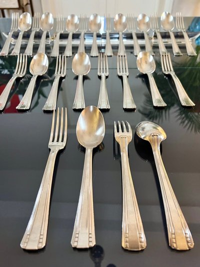 Art Deco White Metal Flatware - Goldsmith Roux Marquiand