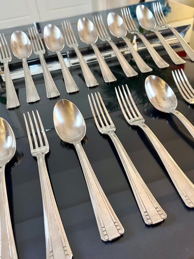 Art Deco White Metal Flatware - Goldsmith Roux Marquiand