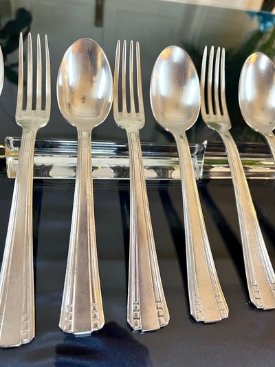 Art Deco White Metal Flatware - Goldsmith Roux Marquiand