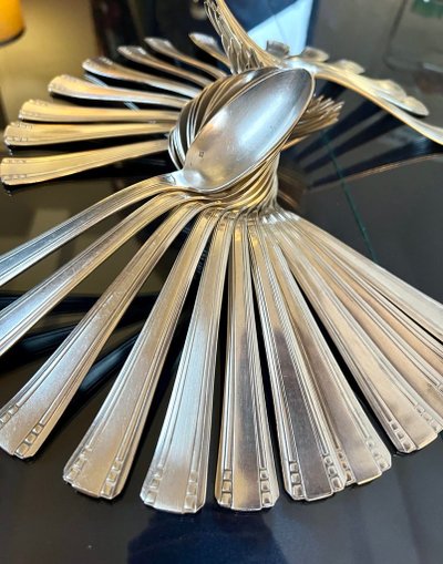 Art Deco White Metal Flatware - Goldsmith Roux Marquiand