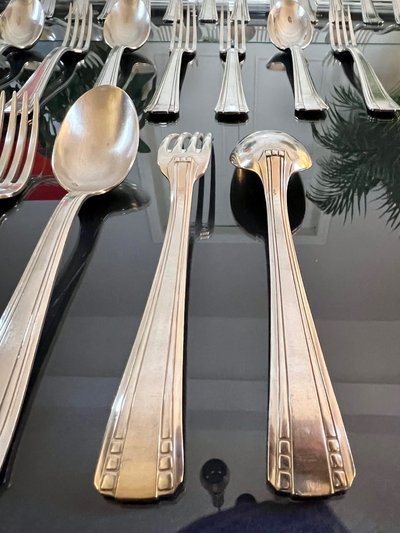 Art Deco White Metal Flatware - Goldsmith Roux Marquiand