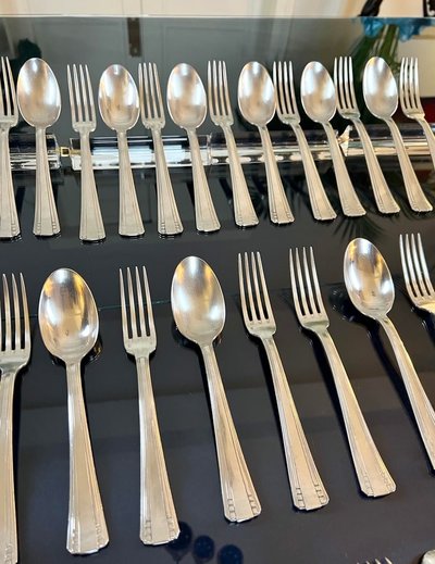 Art Deco White Metal Flatware - Goldsmith Roux Marquiand