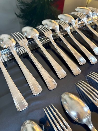Art Deco White Metal Flatware - Goldsmith Roux Marquiand