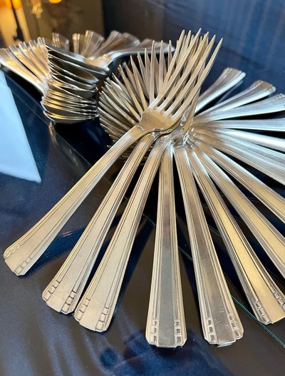 Art Deco White Metal Flatware - Goldsmith Roux Marquiand