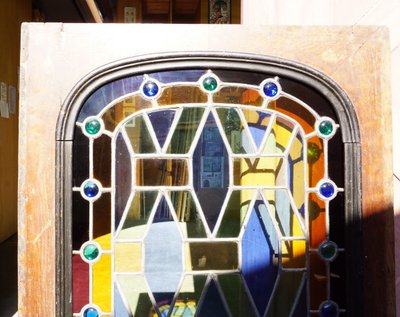 Stained glass - Stained glass windows - Colored glass with cabochons