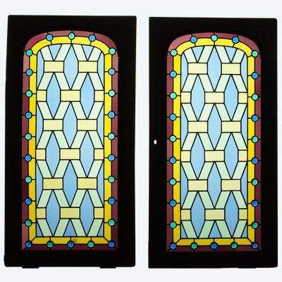 Stained glass - Stained glass windows - Colored glass with cabochons