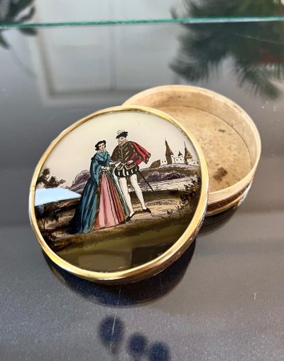 Boîte à Dragées Bonbons - Brass Painted Under Glass