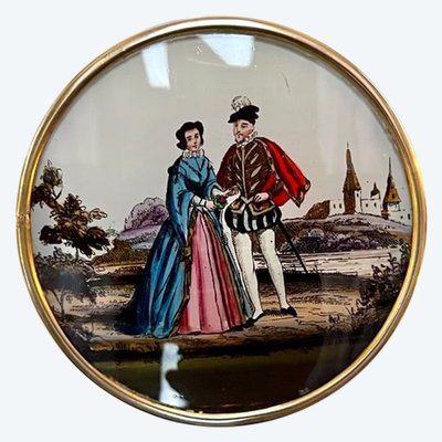 Boîte à Dragées Bonbons - Brass Painted Under Glass