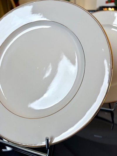 Servizio di piatti da dessert - Porcelaine De Limoges Bourganeuf - Filetti in oro fino