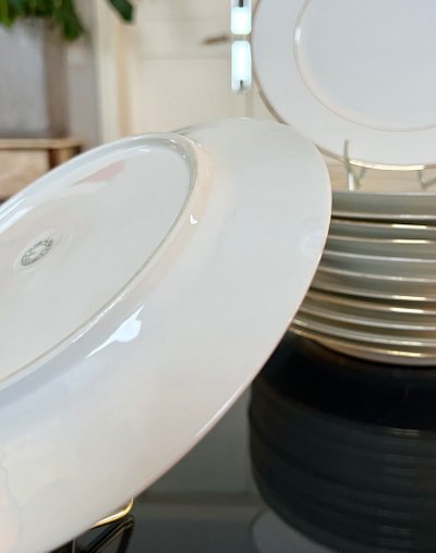 Servizio di piatti da dessert - Porcelaine De Limoges Bourganeuf - Filetti in oro fino