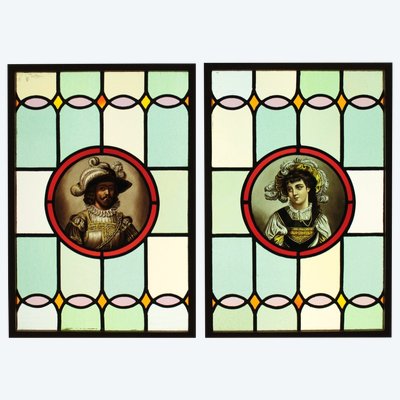 Vetrate artistiche - Vetrate artistiche - Coppia in abiti rinascimentali