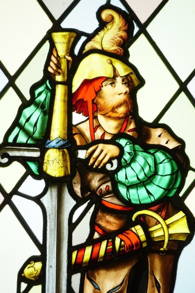 Stained glass - Stained glass windows - Lansquenet with a swordfish
