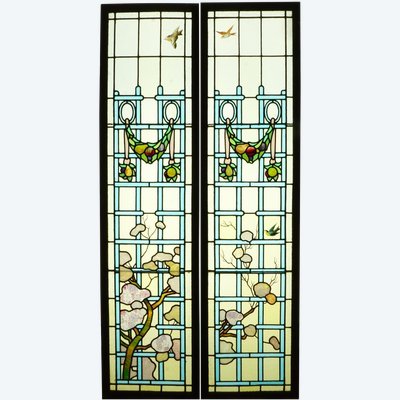 Stained Glass - Stained Glass - Art Deco Flowers and Sakura