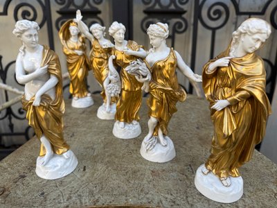 Set of 6 porcelain figures CAPODIMONTE, Naples, Italy