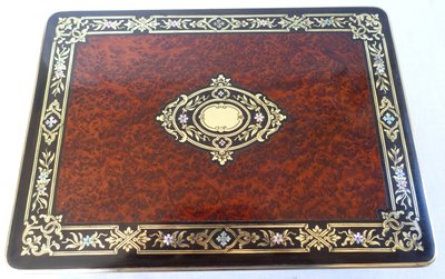 Marquetry music box games box with tokens, Napoleon III period