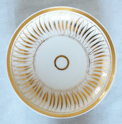 Large breakfast cup in fine gold-gilded Paris porcelain and its vermeil spoon