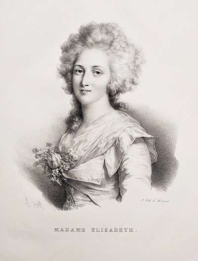 Portrait Historique Madame Elisabeth Lithographie Ancienne Par Henri Grévedon 19ème