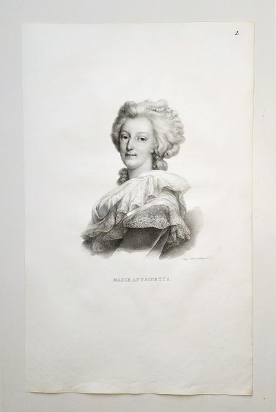 Ritratto storico Maria Antonietta Litografia antica di Delpech del XIX secolo