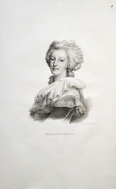 Ritratto storico Maria Antonietta Litografia antica di Delpech del XIX secolo