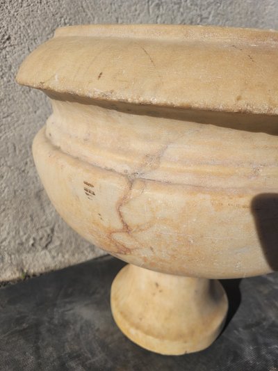 White Marble Pedestal Basin, 19th Century