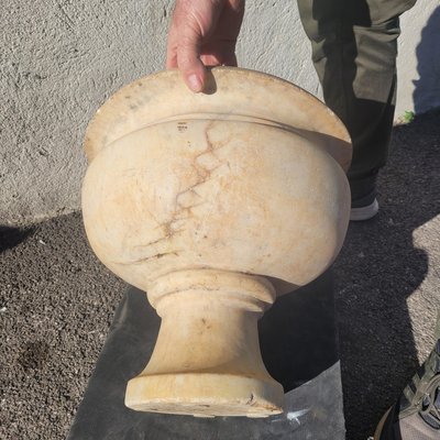 White Marble Pedestal Basin, 19th Century