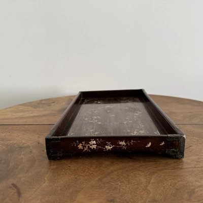 Ironwood tray inlaid with mother-of-pearl floral decoration Vietnam 20th century